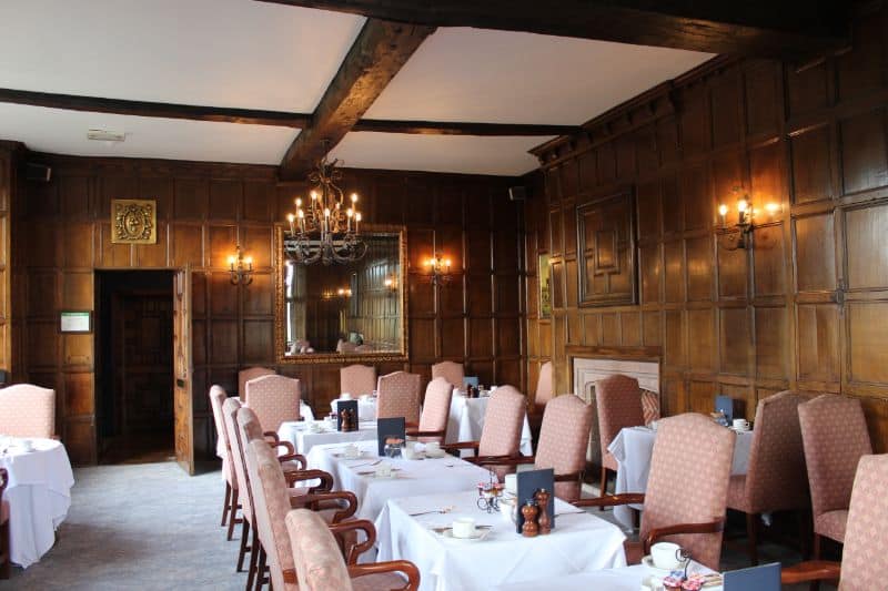 The dining room in the Billesley Hotel Stratford