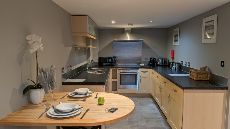 The Kitchen in the Titanic Spa One bedroom apartment