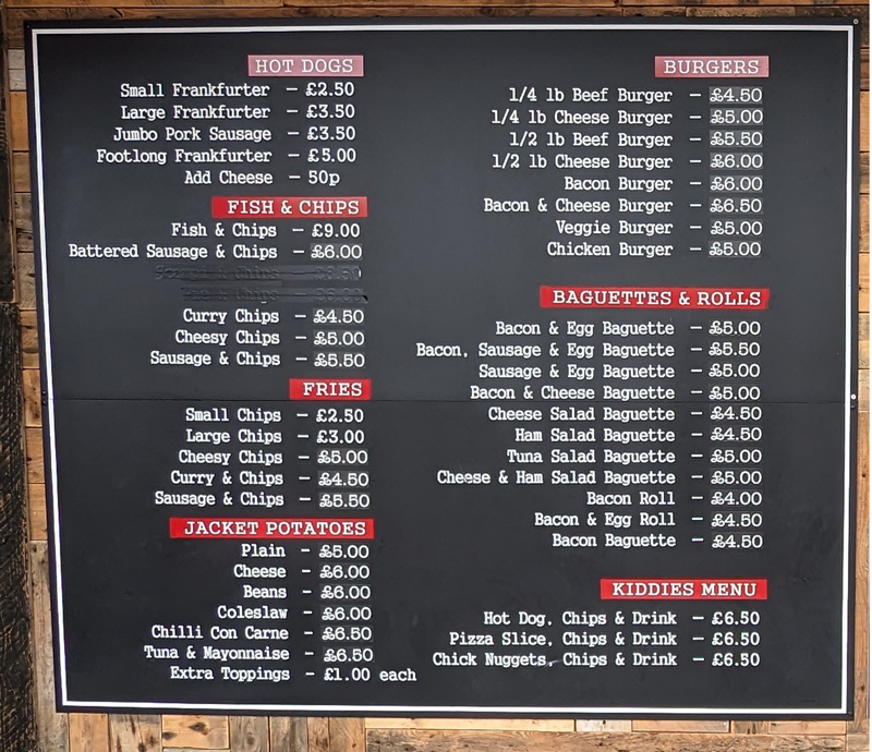 food menus at great yarmouth pleasure beach