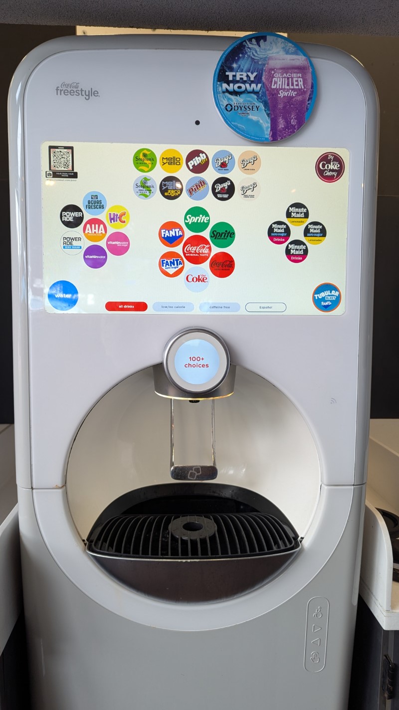 Unlimited drinks refill machine at seaworld
