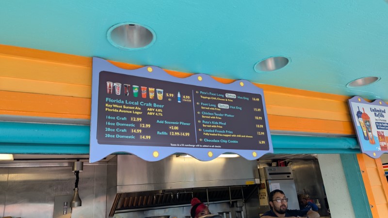 food menus at seaworld