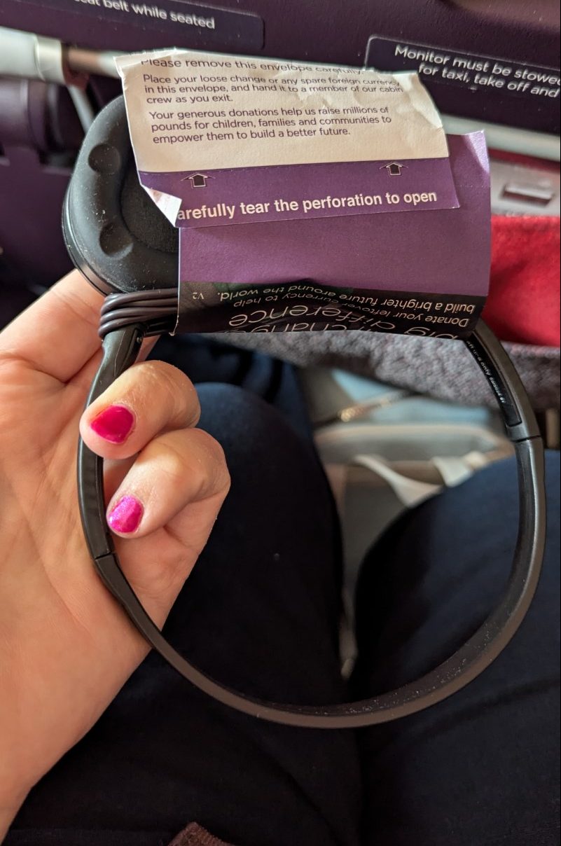 Photo of the headphones on Virgin Atlantic