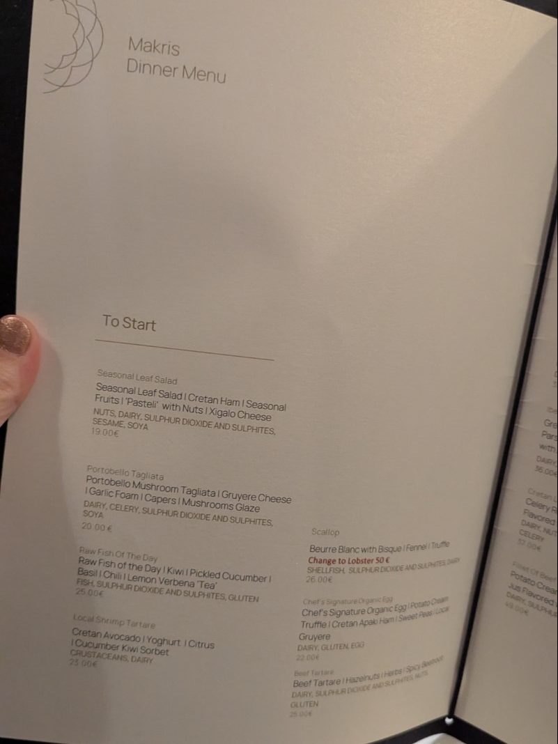 Domes of Elounda Makris Menu