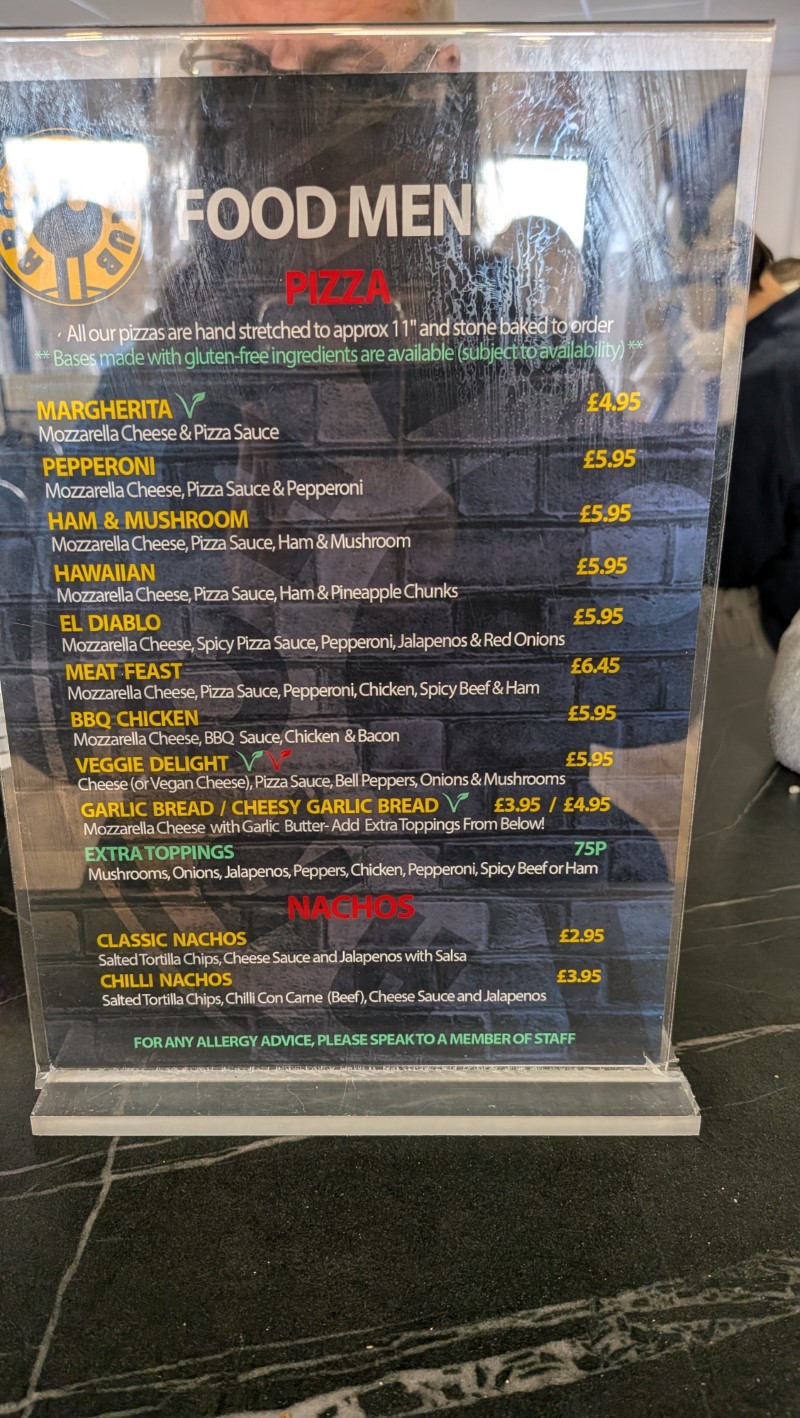 Arcade Club Leeds Menu