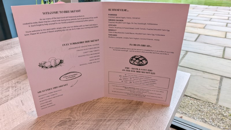 breakfast menu at in the View Restaurant at The Coniston Hotel Review