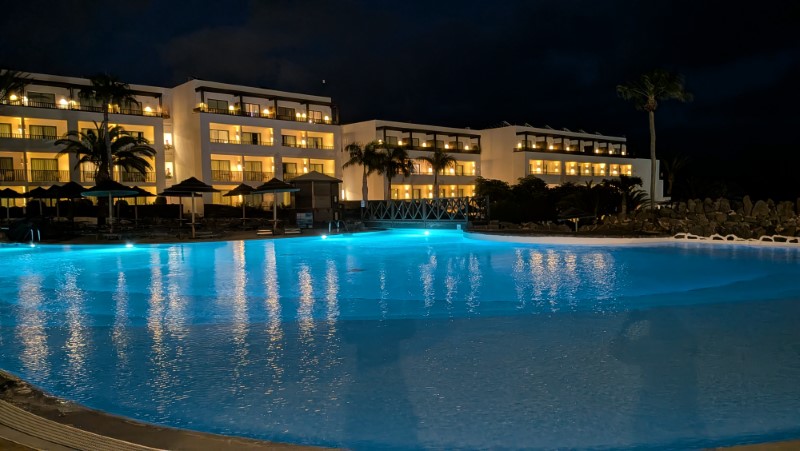 Secrets Lanzarote Review main pool at night