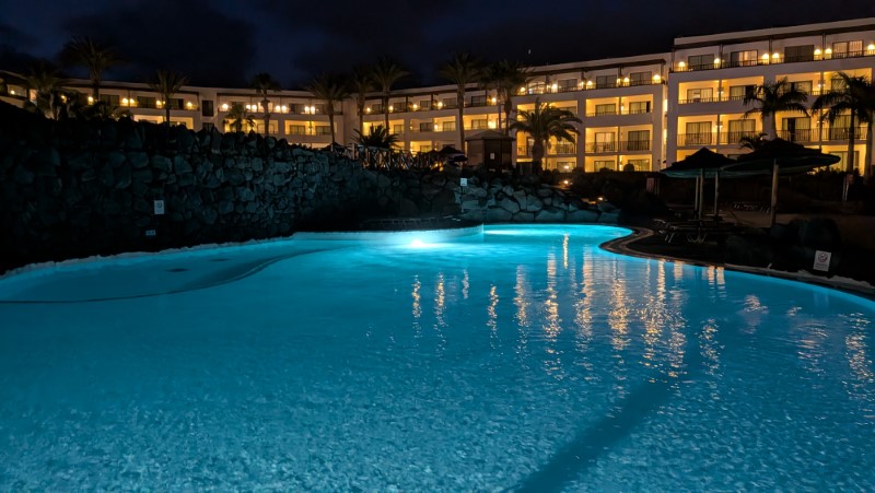 Secrets Lanzarote Review main pool at night