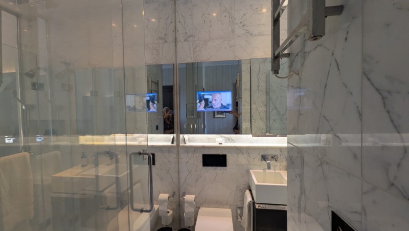 Eccleston Square Hotel Review Balcony King Room Bathroom TV