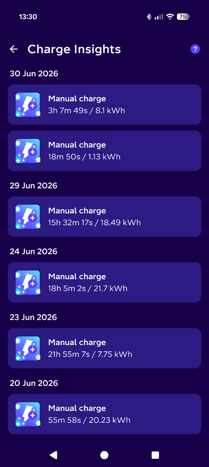 Review of the Octopus Charge Tethered EV Charger App Screenshot
