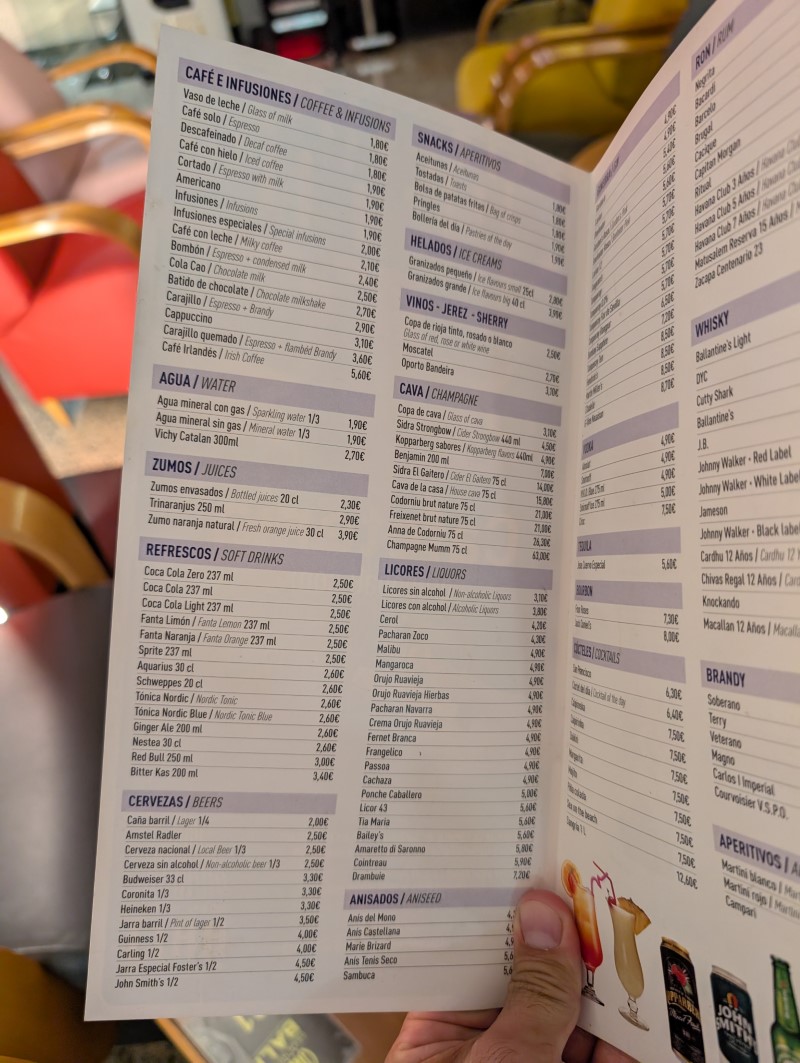 Pool bar menu Gran Hotel Bali Benidorm Review
