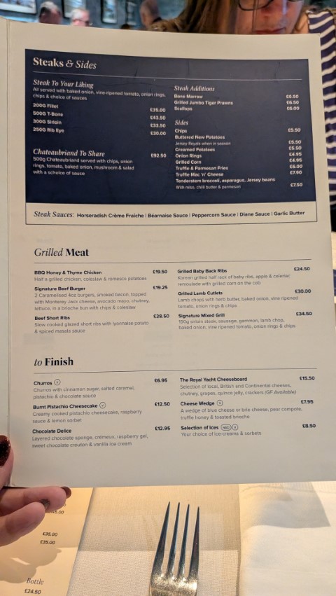 Dinner at The Grill at The Royal Yacht Hotel Jersey Review